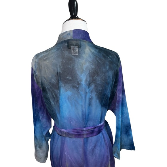 A Touch of Class Women's S / M Vintage Robe Kimono 1980's Tie-Dye Sheer Belted - Picture 8 of 9